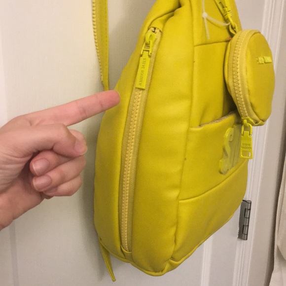 Steve Madden Yellow Puffy Leather Sling Backpack - Picture 6 of 17